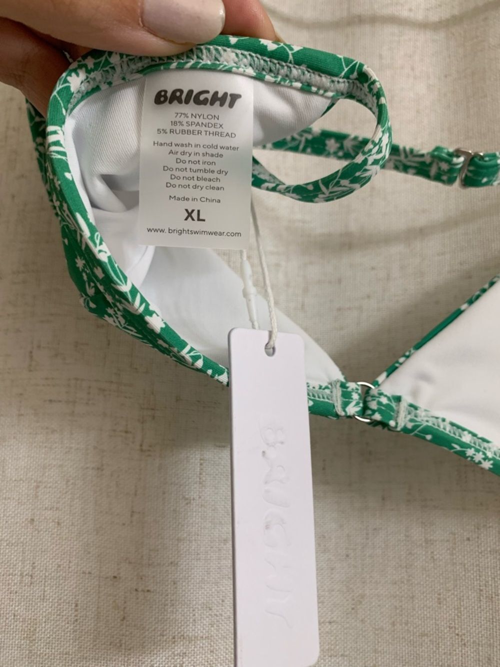 Bright NWT Green Floral Triangle Bikini Set 2 Piece Large X-Large - Picture 4 of 5